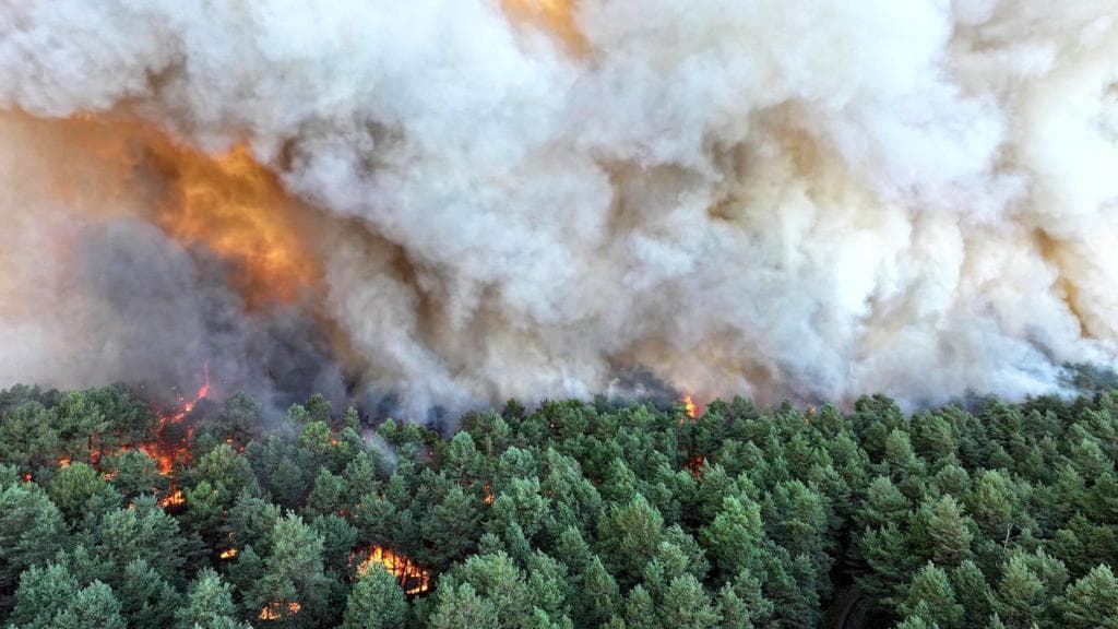 Wildfire raging south of Paris could have been set deliberately, says minister