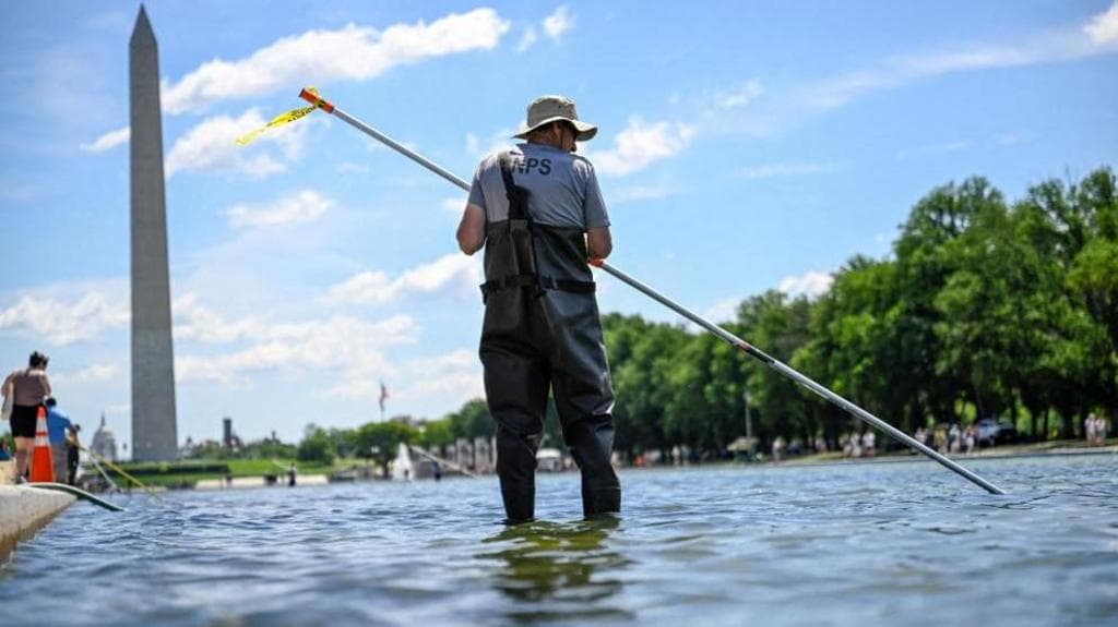 After Trump inspects Reflecting Pool, he says repair work will begin 'immediately'