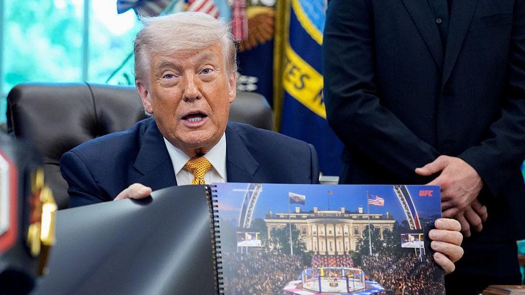 Trump says 'Eiffel Tower' like UFC structure may stay
