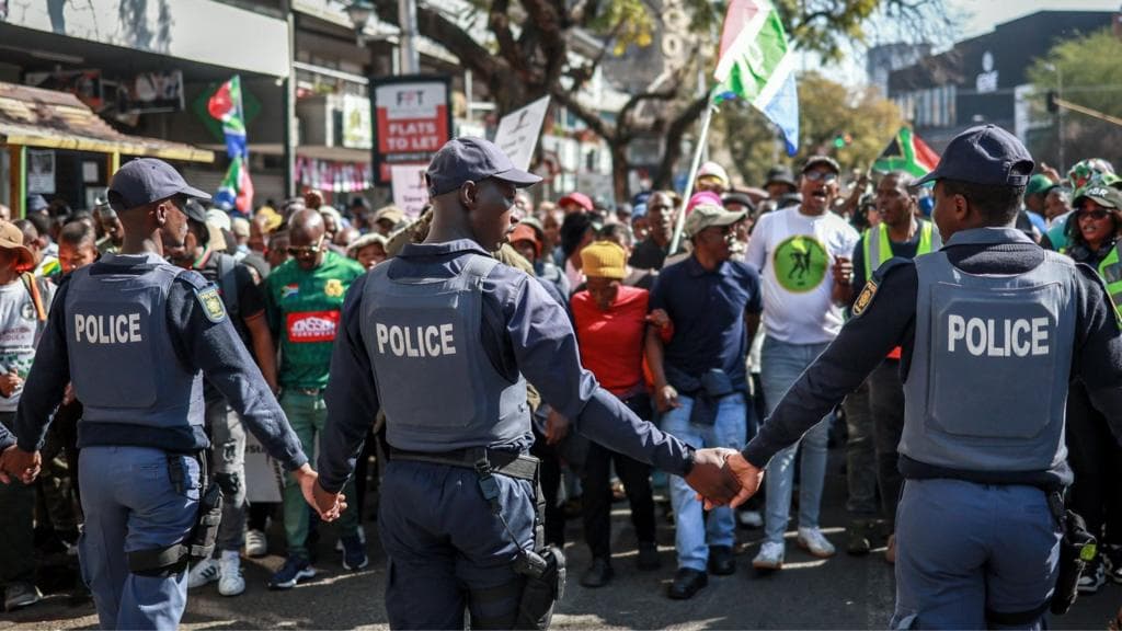 Thousands of anti-migrant protesters march in South Africa amid heavy police presence