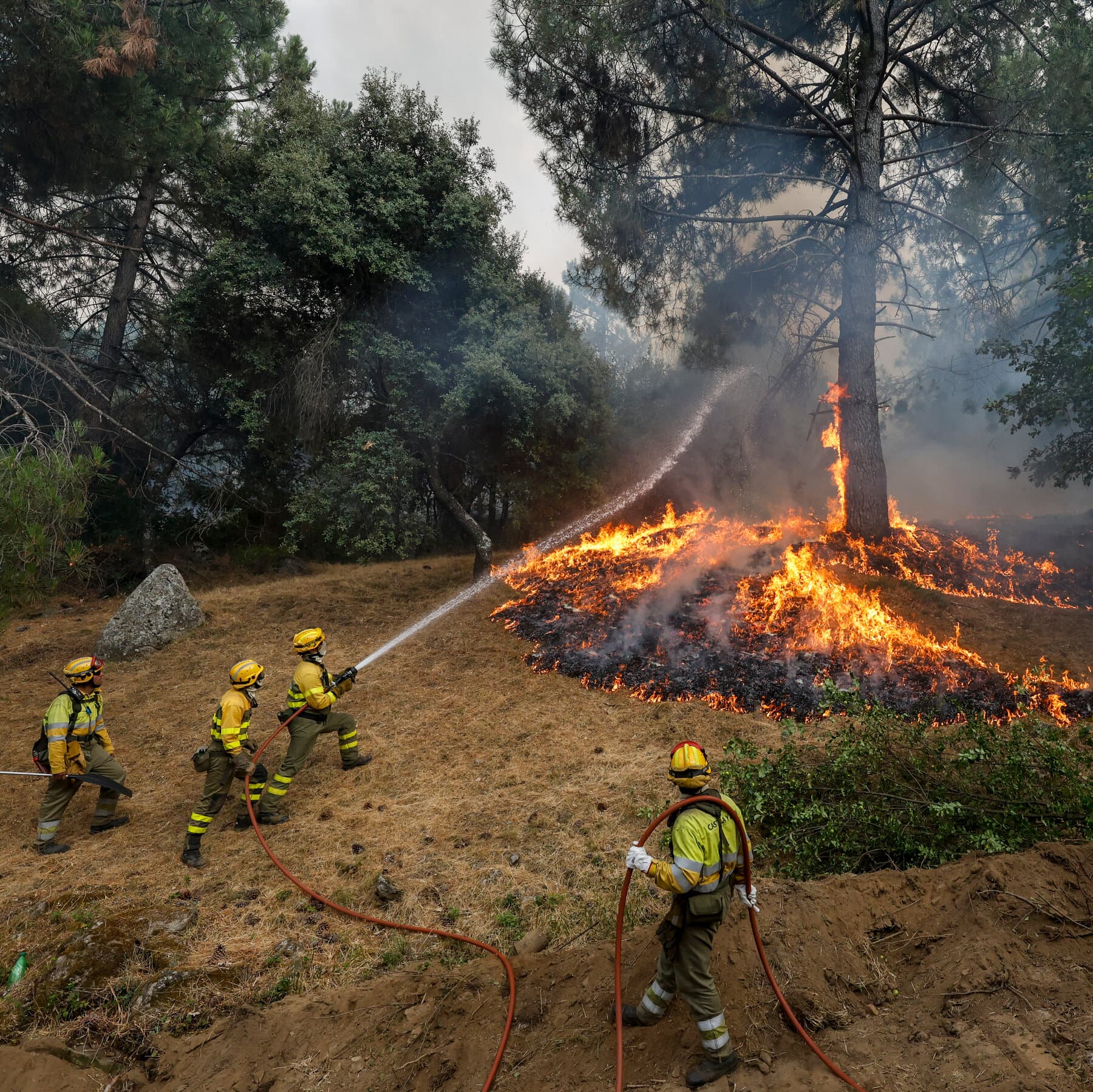 Hundreds of Thousands Flee as Fires Rage in Spain and France