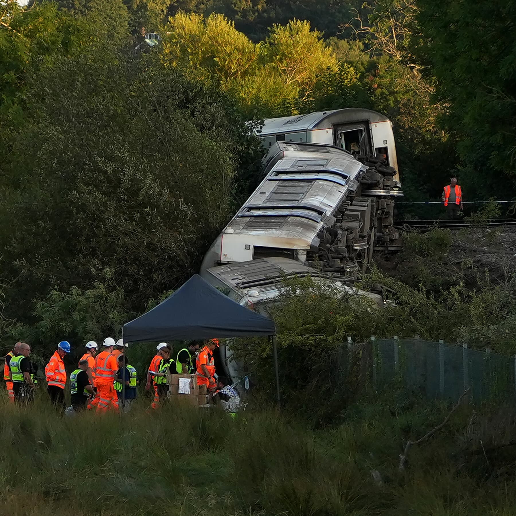 Train Derails Near Town of Lewes in East Sussex, U.K.